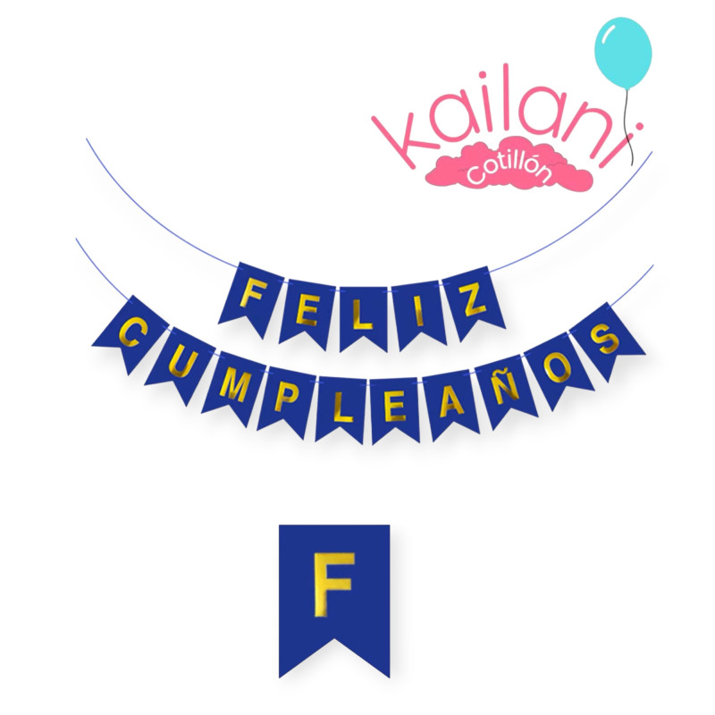 BANDERIN FELIZ CUMPLEAÑOS AZUL *1U