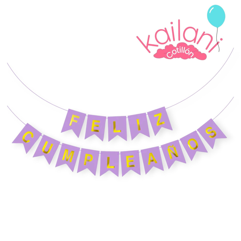 BANDERIN FELIZ CUMPLEAÑOS LILA *1U