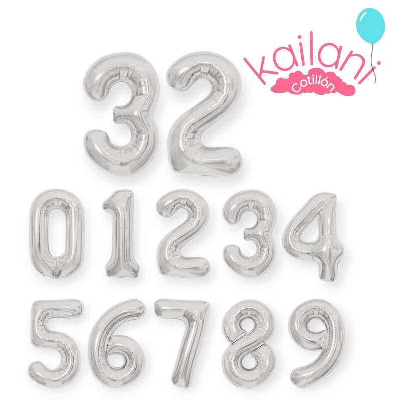 GLOBO NUMERO 32" PLATEADO *1U