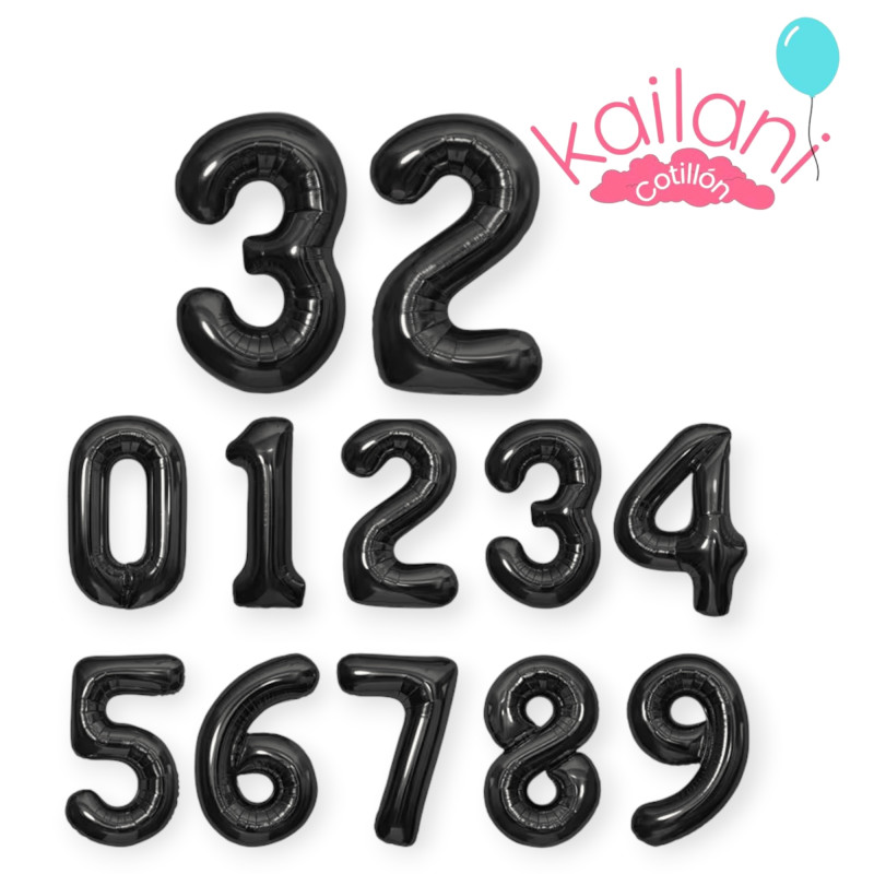 GLOBO NUMERO 32" NEGRO *6U