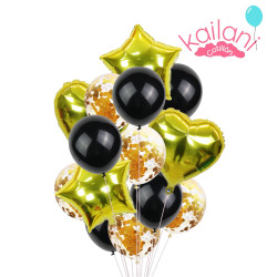 SET DE GLOBOS DORADO+NEGRO...
