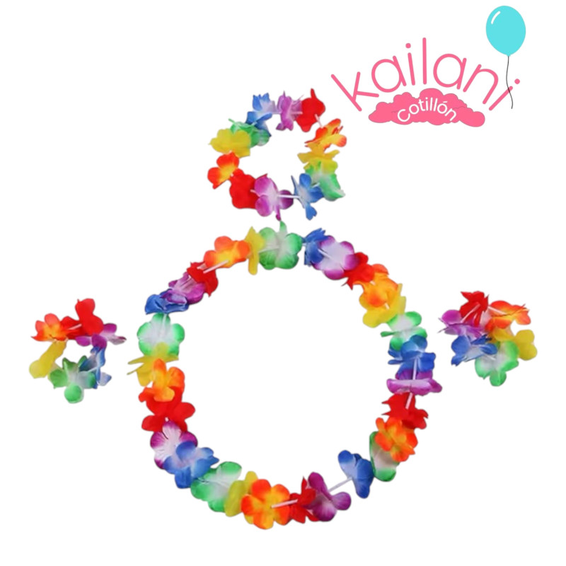 SET HAWAIANO 4 PIEZAS MULTICOLOR *1U