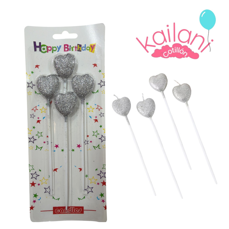 VELA CORAZÒN PLATEADO *4U