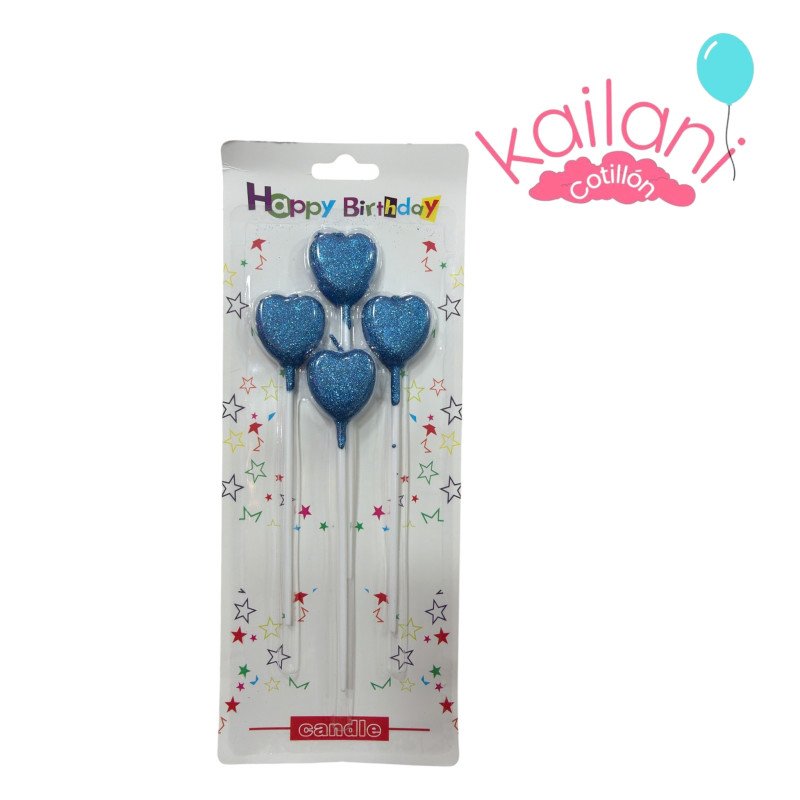 VELA CORAZÒN AZUL *4U