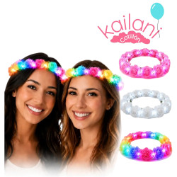 CORONA FLORES ROSA LED *10U