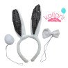 SET CONEJO PELUCHE + LENTEJUELA NEGRO *1U
