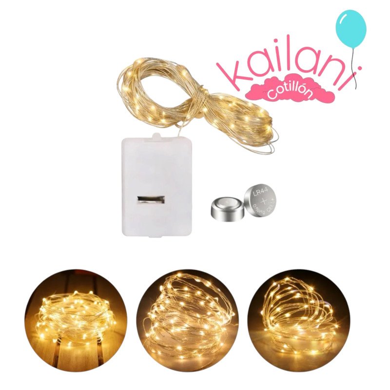 ALAMBRE LUCES LED 2 MTS CALIDA *12U