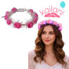 CORONA FLORES ROSA LED *10U