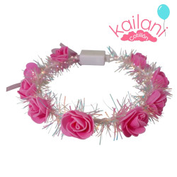 CORONITA FLORES ROSA  LED *6U