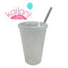 VASO TRANSPARENTE CON GLITER *20U