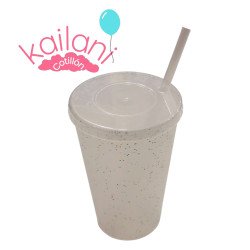 VASO TRANSPARENTE CON GLITER *20U