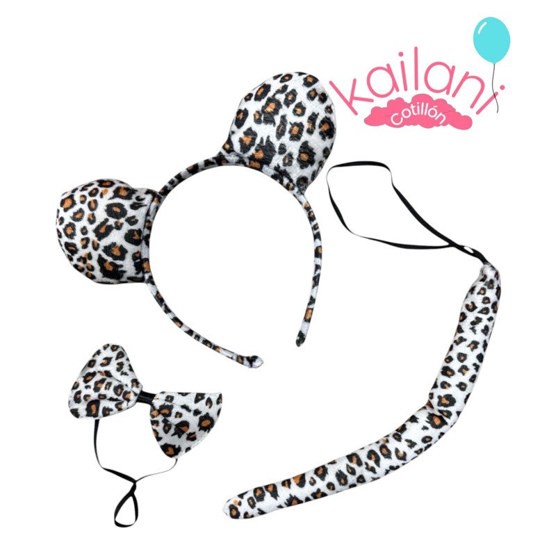 SET VINCHA PELUCHE LEOPARDO *6U