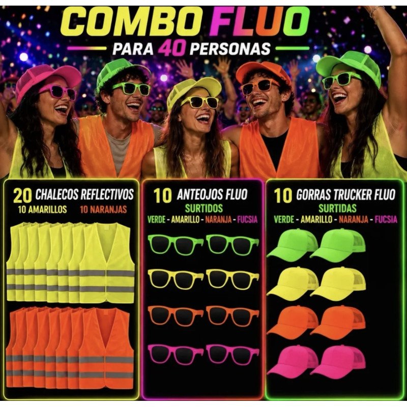COMBO FLUO PARA 40 PERSONAS