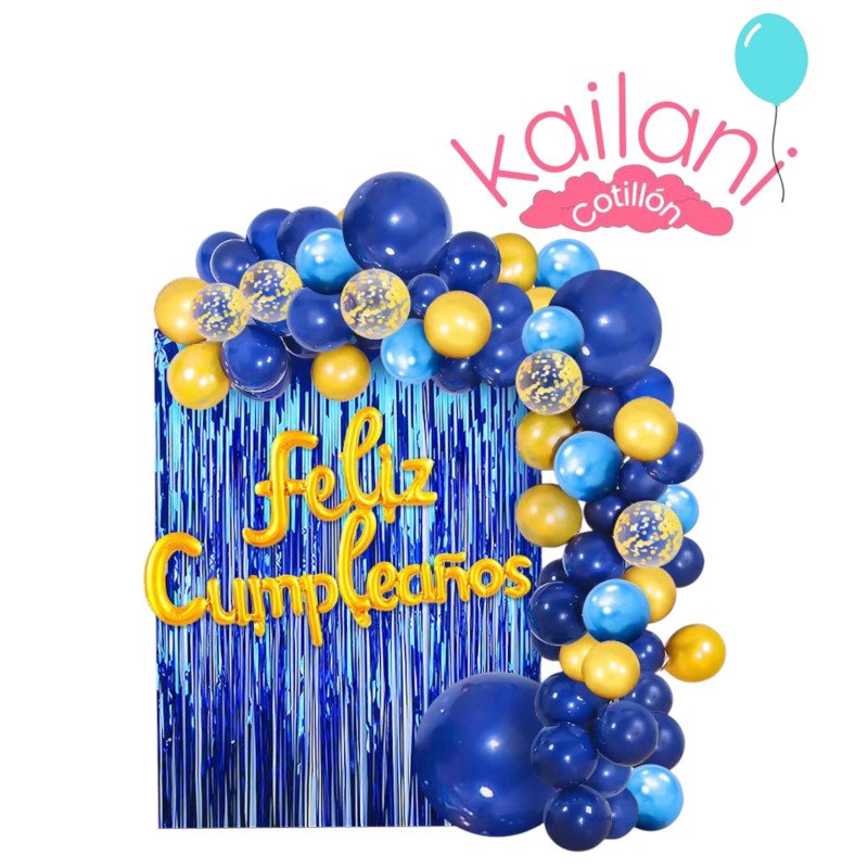 SET DE GLOBOS AZUL Y DORADO *1U