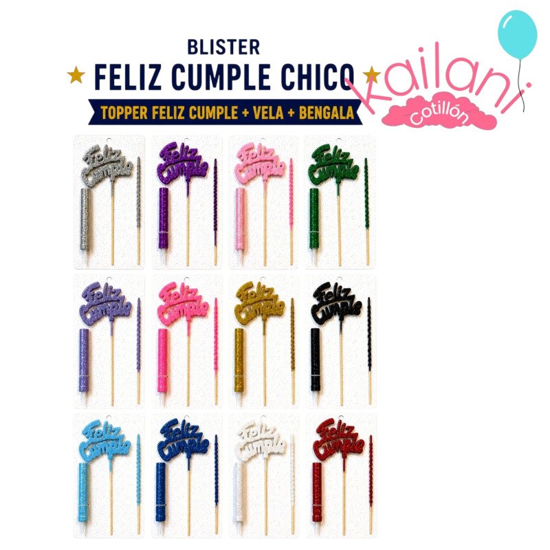BLISTER FELIZ CUMPLEAÑOS BLANCO *1U