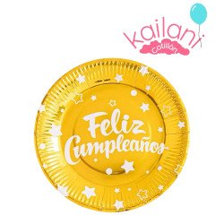 PLATOS CUMPLEAÑOS DORADO *10U