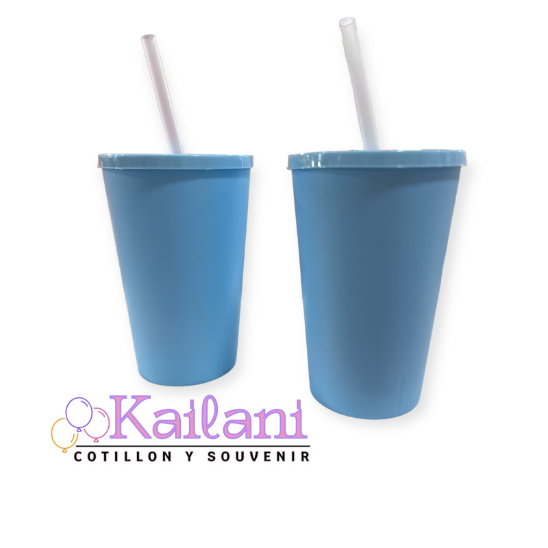 VASO CELESTE CON SORBETE *20U